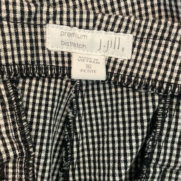 J Jill Women Ankle Pants 16 Petite Stretch Black White Checked Preppy Coastal - Picture 2 of 10